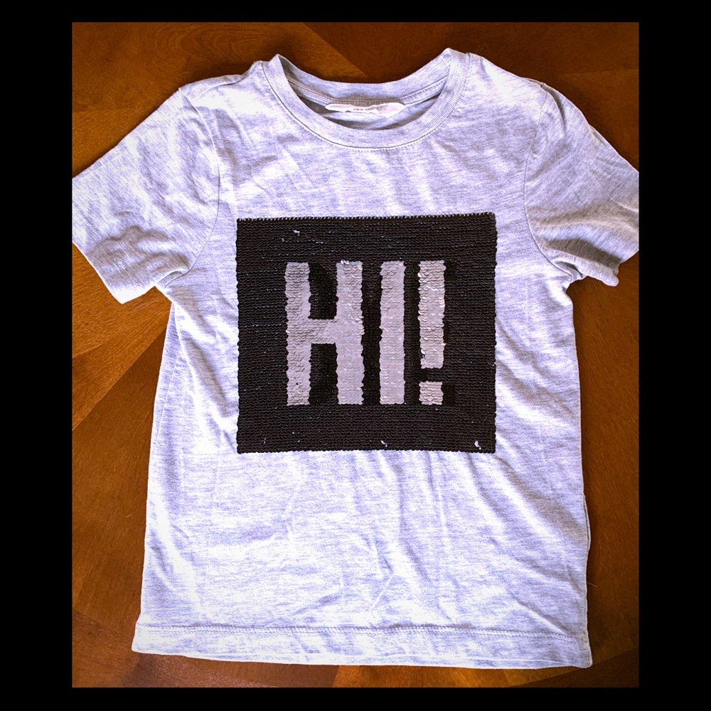 H&M Sequin Hi/Bye tee shirt size 6-8Y